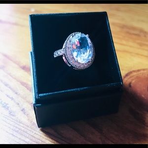 925 Silver plated big stone Ring For Women